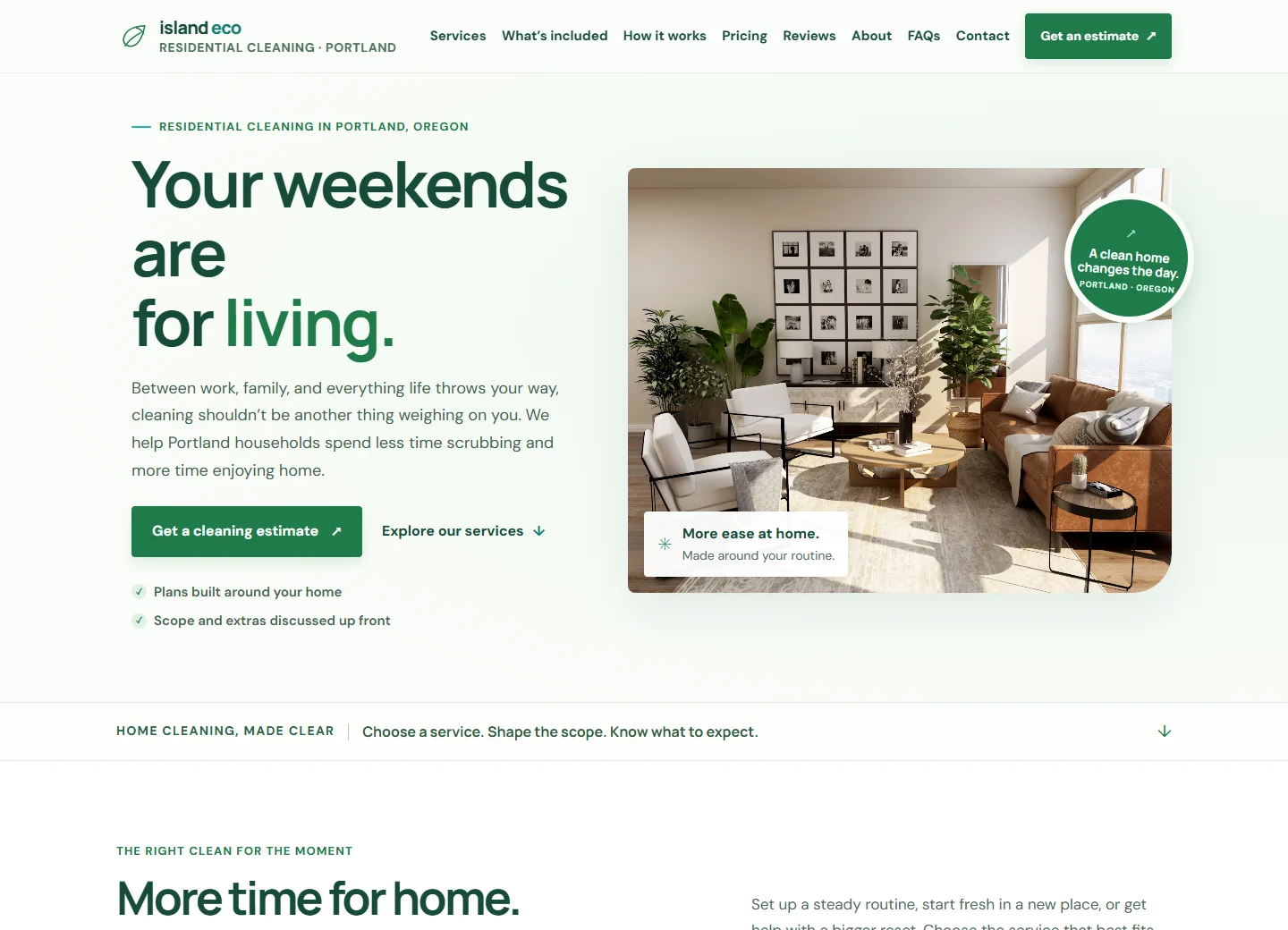 Island Eco Cleaning website homepage — authentic desktop screenshot